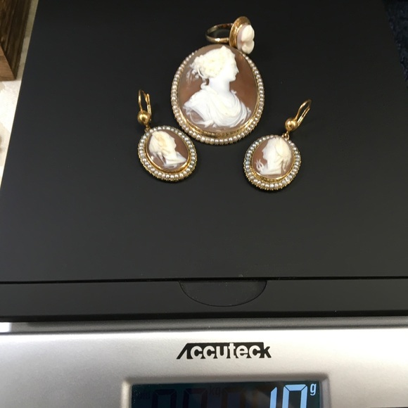 15k 18k Georgian Cameos w/Pearls- Solid Gold Demi Parure - Picture 9 of 14